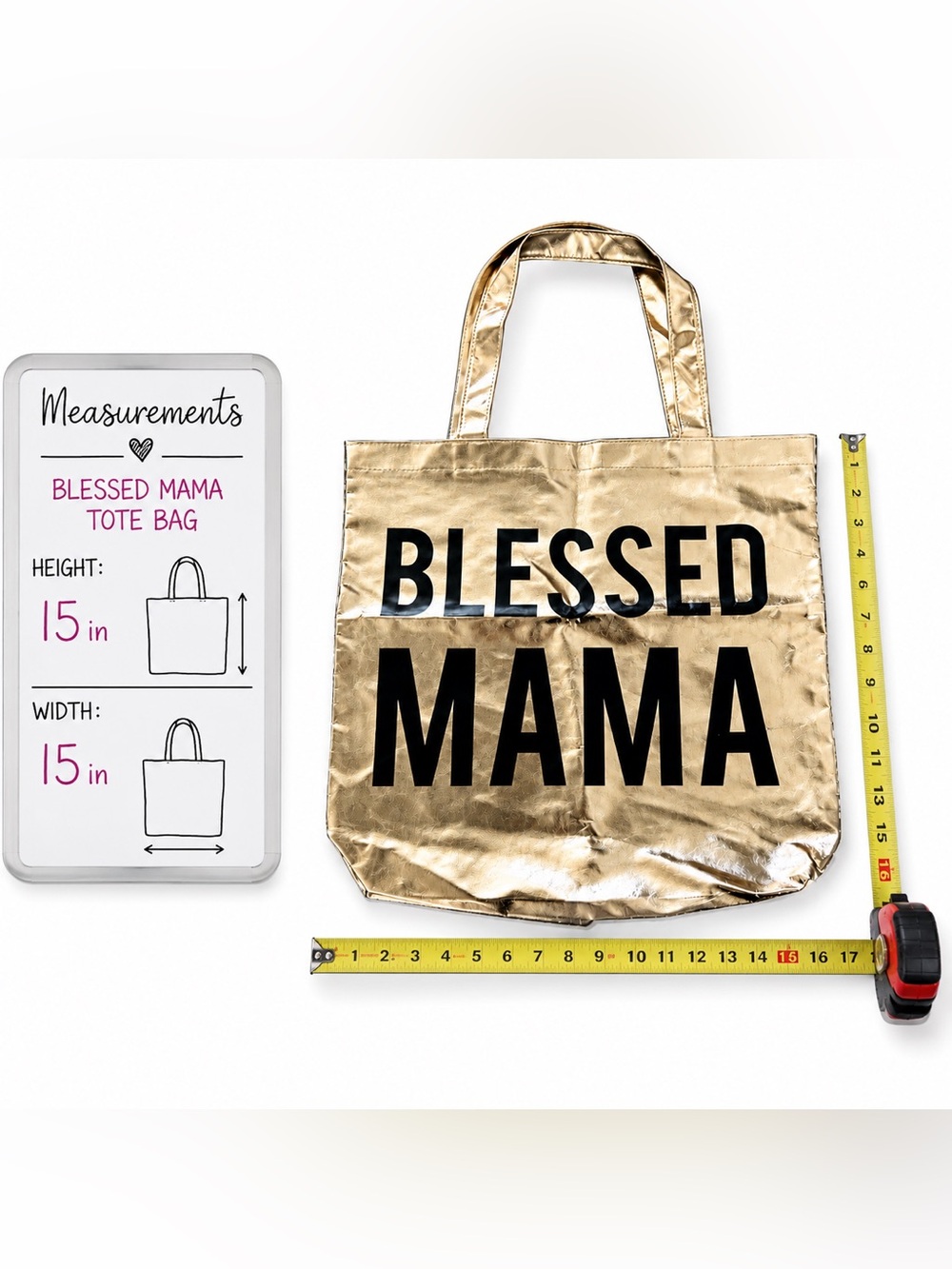 Blessed Mama Gold Tote bag Mothers Day Mom Gift Beach bags - Picture 6 of 6